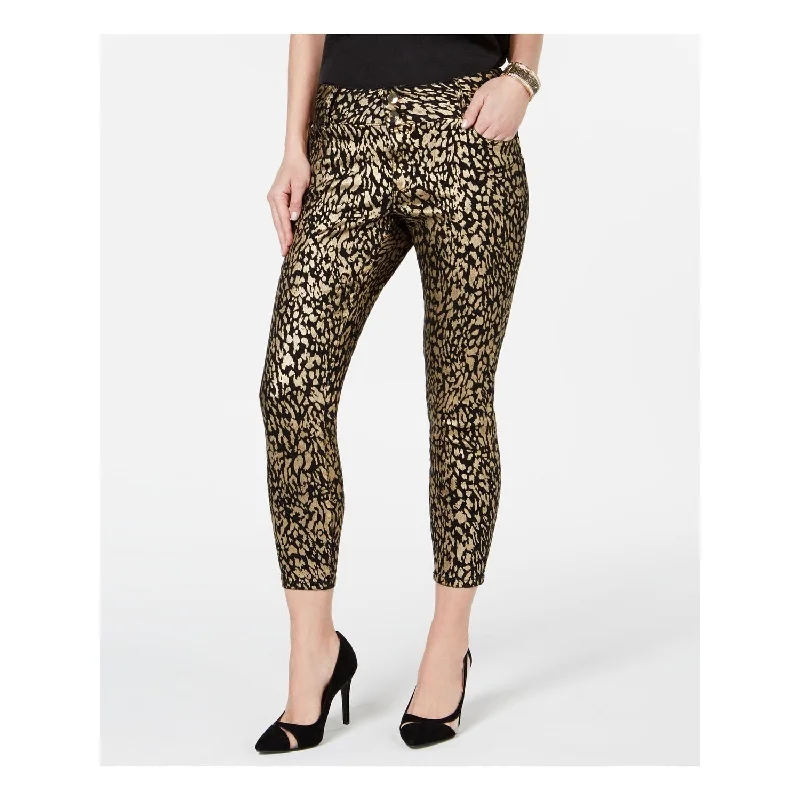 Skinny Jeans for Slim Fit -Thalia Sodi Women's Foil Print Skinny Jeans Gold/Black Size 4