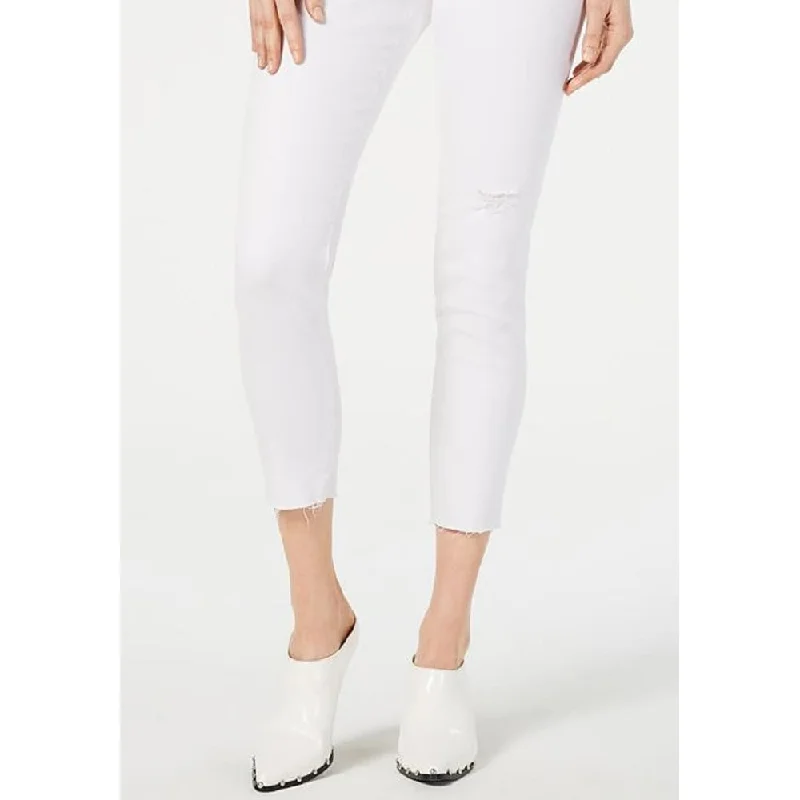 Button Fly Jeans for Traditional -Sts Blue Women's Emma Cutoff Hem Crop Skinny Jeans White Size 24