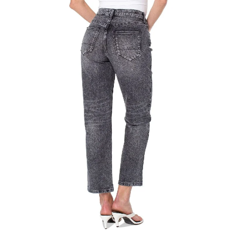 Decorated Back Pocket Jeans for Style -Earnest Sewn Women's Straight Leg Ankle Jeans Gray Size 26