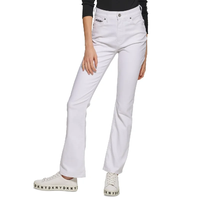 Cargo Jeans for Utility -DKNY Women's Boerum High Rise Flare Leg Jeans White Size 27