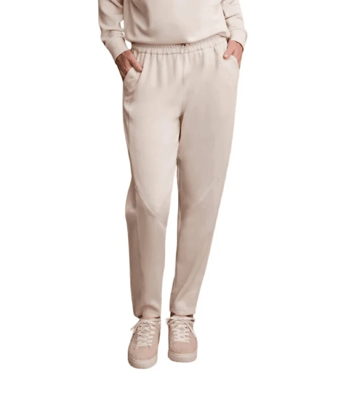 High-waisted tight trousers for women with elastic waistband for added comfort -Techno Lux Stretch Combo Fabric Jogger In Eggshell