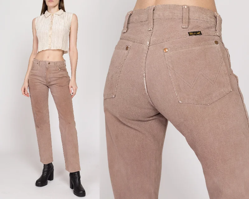 Mini Skirt Jeans for Flirty -Small 70s Wrangler Faded Cocoa Brown Unisex Jeans