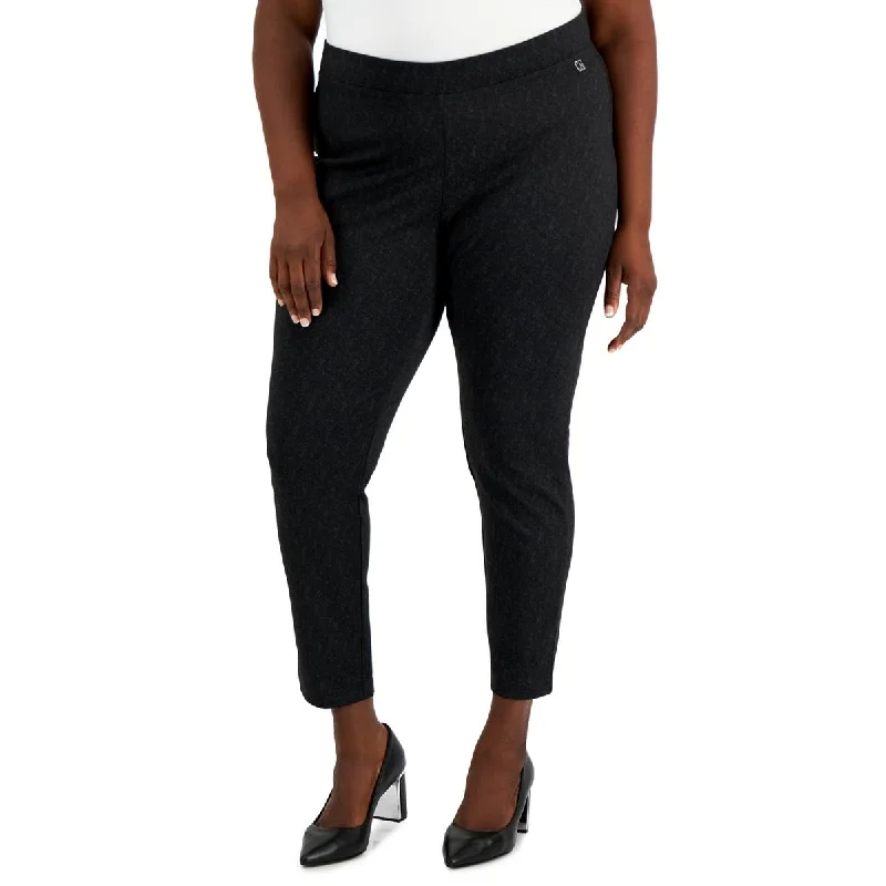 Tight trousers for women with faux leather material for sleek and modern look -Plus Womens Wear To Work Office Dress Pants