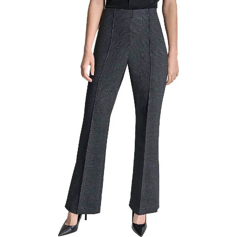 Fashion-forward tight trousers for women with metallic sheen and edgy design -Womens Wide-Leg High Rise Trouser Pants