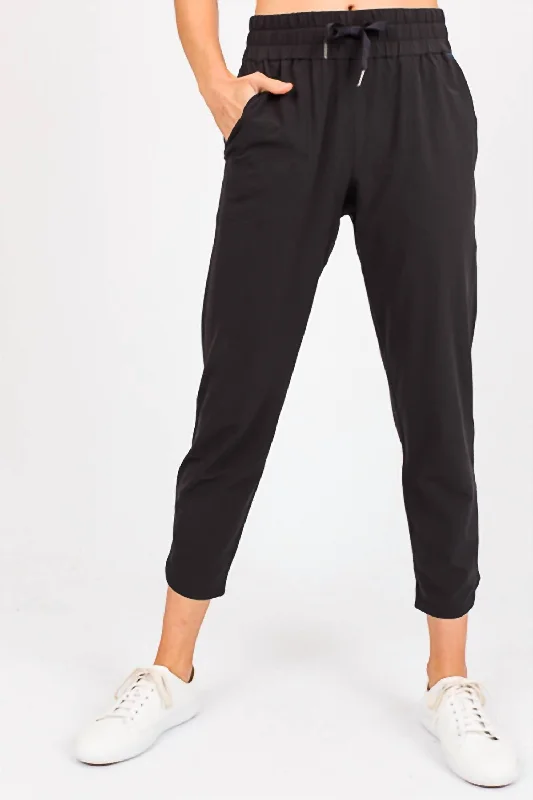 Cozy tight trousers for women with fleece-lined fabric for warmth during cold weather -Out Of Office Trouser In Black