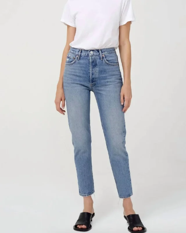 Casual tight trousers for women with comfy waistband and minimalistic style -Riley High Rise Straight Crop Jeans In Endless