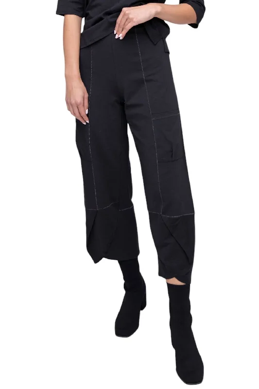 Casual tight trousers for women with comfy waistband and minimalistic style -Essential Layers Patch Pocket Pant In Black