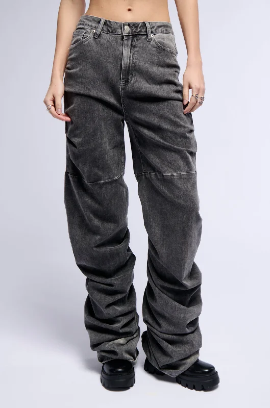 Hunting Jeans for Woods -NEVER CHANGE RUCHED RELAXED FIT JEANS IN GRAY