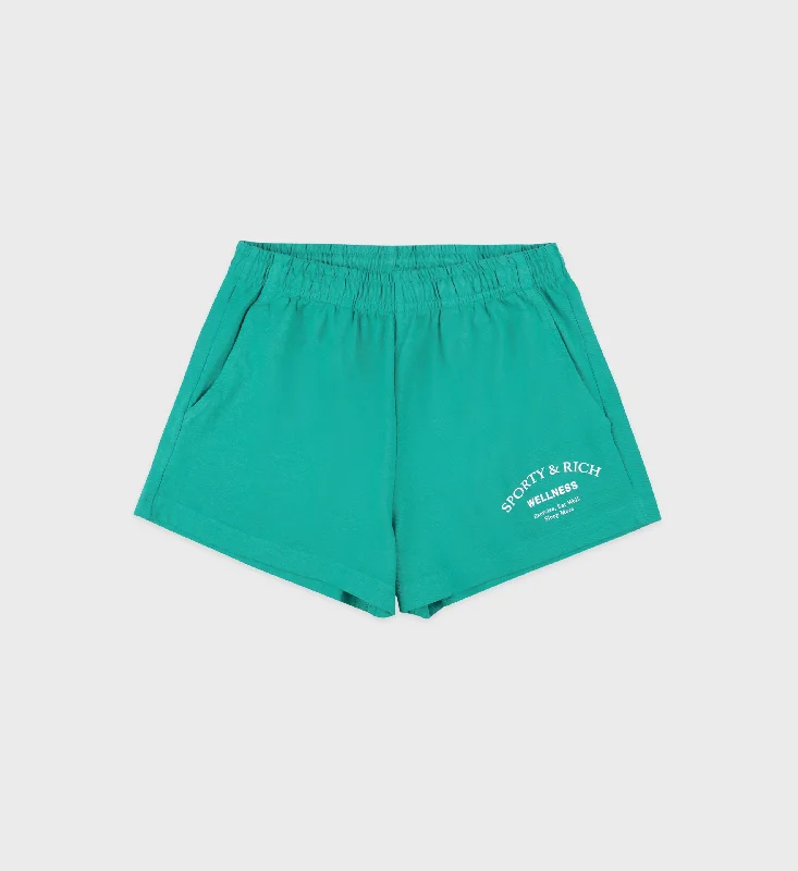 Comfortable workout shorts for men with a breathable design for intense training sessions-Wellness Studio Disco Shorts - Spring Green/White