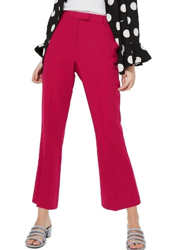 High-waisted tight trousers for women with tapered leg and vintage-inspired design -Slim Kick Flare Cropped Trousers In Magenta