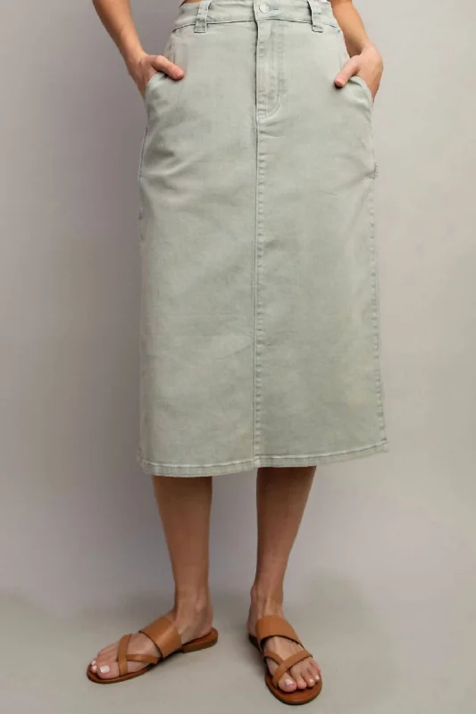 Beige Dresses for Neutral -Mineral Wash Skirt In Sage