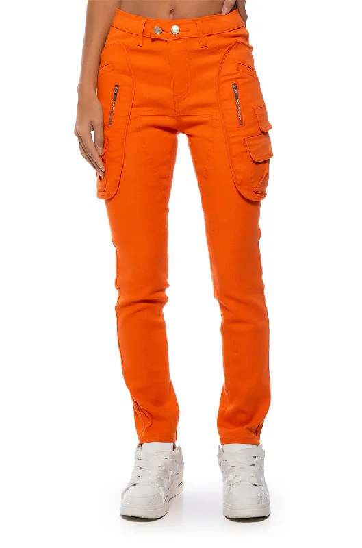 Party Jeans for Night Out -GO HARD CARGO POCKET SKINNY LEG PANT