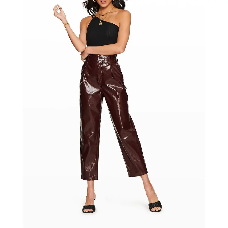 Tight office trousers for women with professional cut and flattering fit -Womens High Rise Faux Leather Cropped Pants