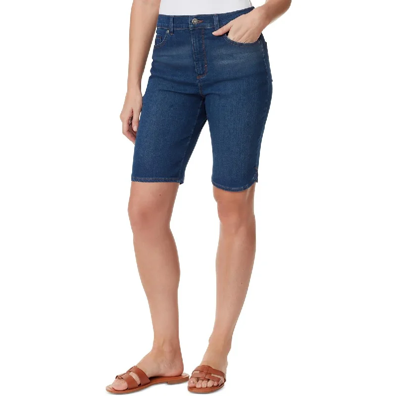 Comfortable beach shorts for men with soft fabric for ultimate relaxation by the water-Gloria Vanderbilt Womens Knee-Length Dark Wash Bermuda Shorts