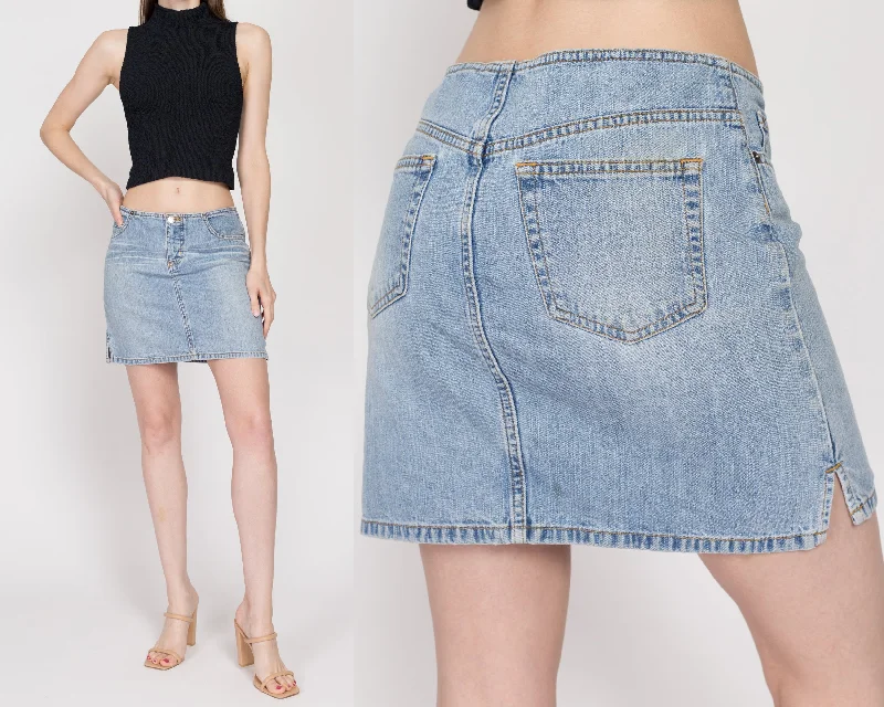 Fishing Jeans for Water -Small Y2K Low Rise Jean Mini Skirt