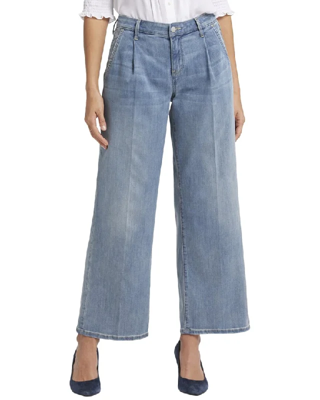 Tight trousers for women with belt loops and classic design for versatile look -NYDJ Petite Teresa Indigo Stream Ankle Crop Jean