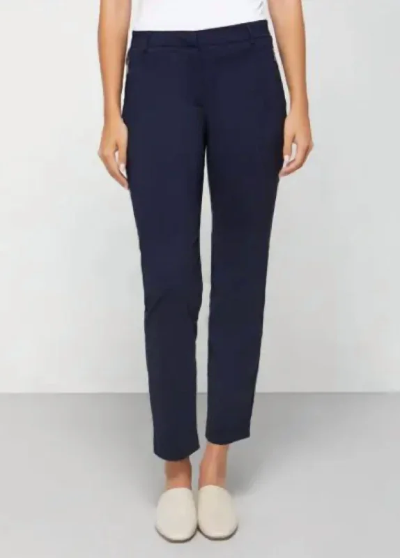 High-rise tight trousers for women with pleated front and classic look -Thea Curvy Pant In Navy