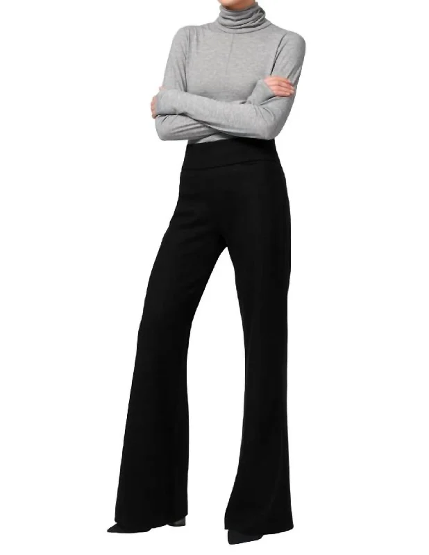 Tight trousers for men with zip fly and flat-front design for a polished look -Jersey Wide Leg Pant In Black