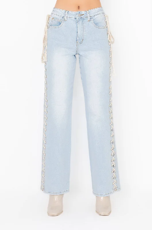 Father's Day Jeans for Present -HOT-GIRL SHIT LACE UP RELAXED JEANS