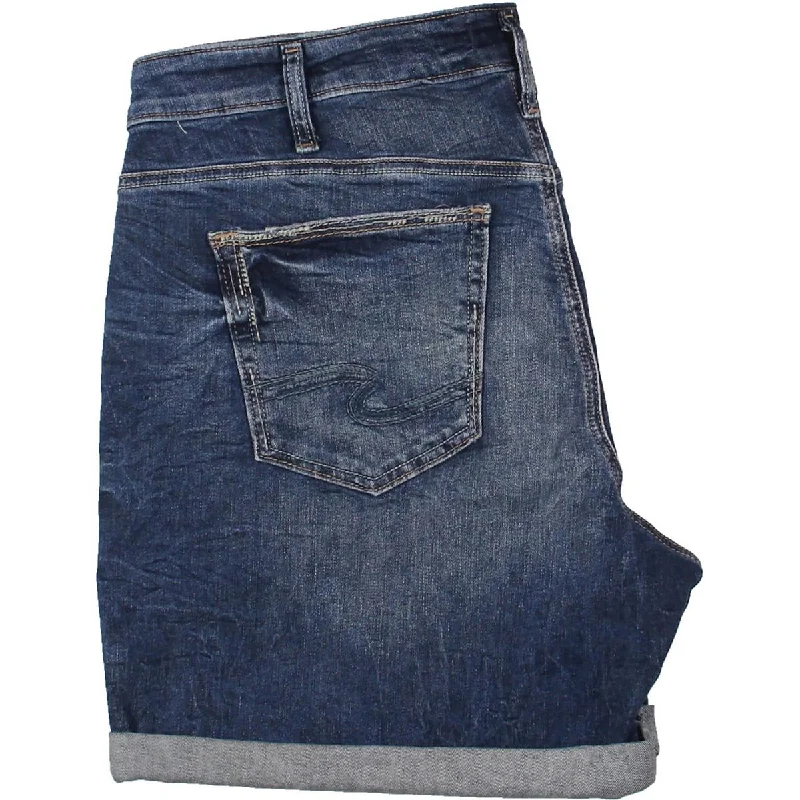 Versatile casual shorts for women with pockets and a flattering cut for summer days-Silver Jeans Co. Womens Plus Midi Mid-Rise Denim Shorts