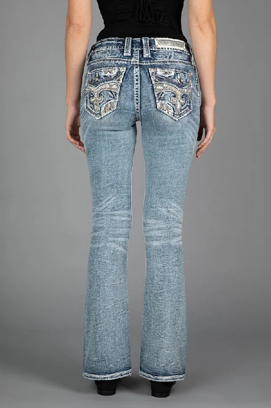 Frayed Hem Jeans for Edgy -EMBERLY BOOTCUT JEANS