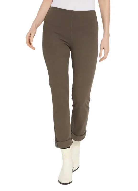 Formal tight trousers for women with sharp crease and sophisticated tailoring -Boyfriend Denim Jeans In Pewter Green