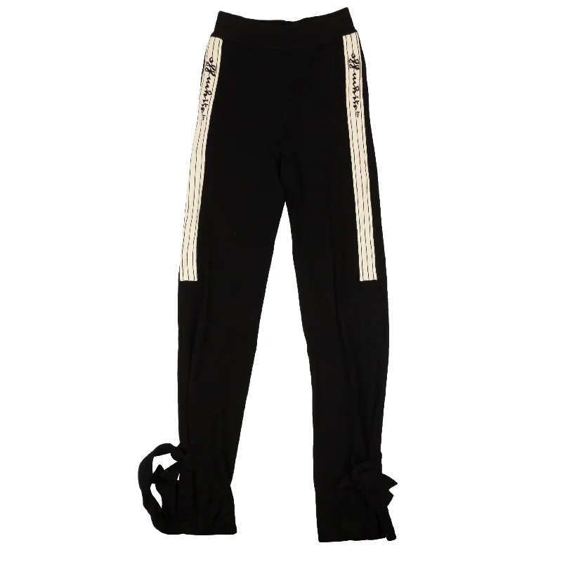 Tapered tight trousers for women with ankle-length fit and minimalist style -Off-White C/O Virgil Abloh Knitted Logo Stripe Pants - Black