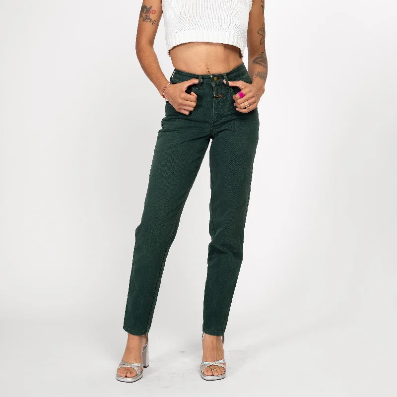 Rolled Shorts Jeans for Style -XS 80s Marithe Francois Girbaud Forest Green High Waisted Jeans 24.5"