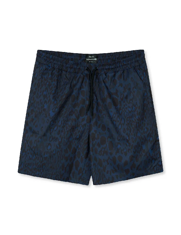 Comfortable denim shorts for women with a vintage fit and frayed hems for a laid-back look-Sea Print Sandro Shorts, Sargasso Sea/Black AOP