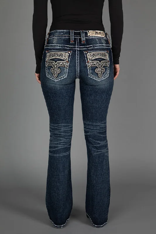 Embellished Back Pocket Jeans for Glamour -RILEY BOOTCUT JEANS