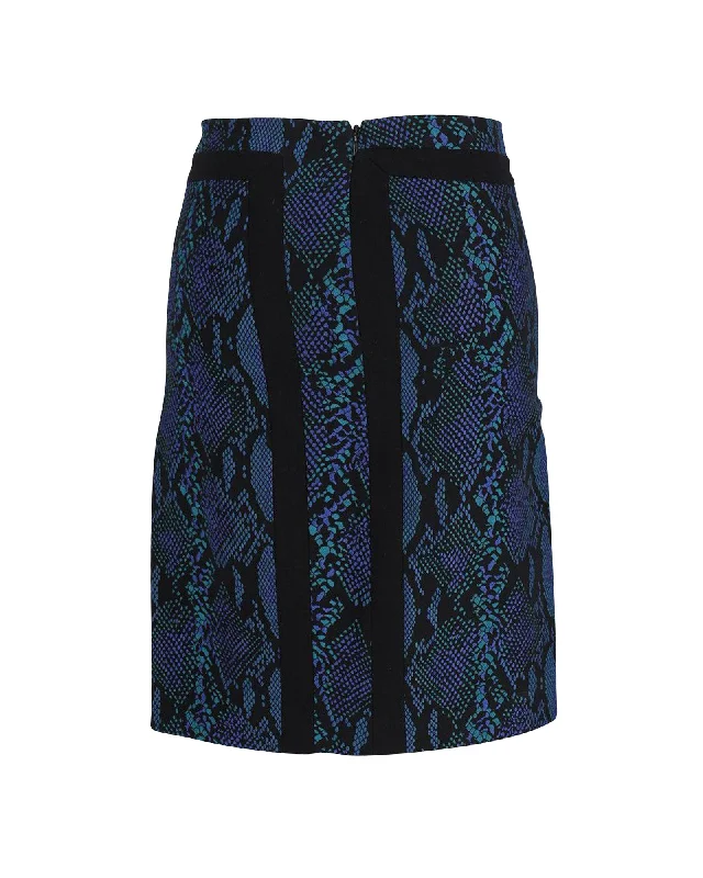 Buttoned Dresses for Stylish -Diane Von Furstenberg Animal Print Pencil Skirt in Blue Acetate