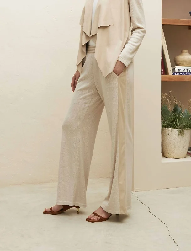 Tight fit trousers for women with ankle-length design and modern appeal -Knit Pants In Beige