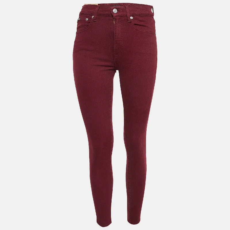 Smart casual tight trousers for women with cuffed ankle and tailored design -Polo Ralph Lauren Burgundy Denim