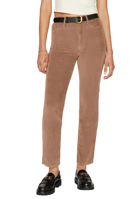 Tight office trousers for women with professional cut and flattering fit -Le Sylvie Raw After Cord Pant In Latte