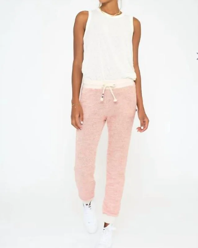 Casual tight trousers for women with comfy waistband and minimalistic style -Baja Terry Jogger In Pink