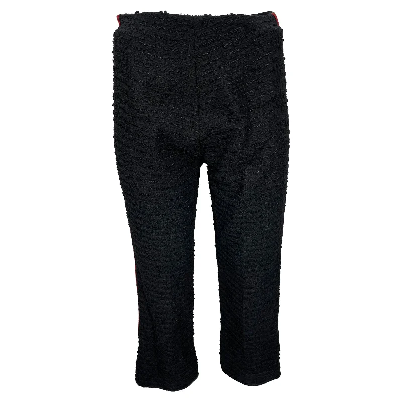 High-waisted tight trousers for women with tapered leg and vintage-inspired design -Gucci Lace Trim High-Rise Cropped Trousers in Black Cotton Tweed