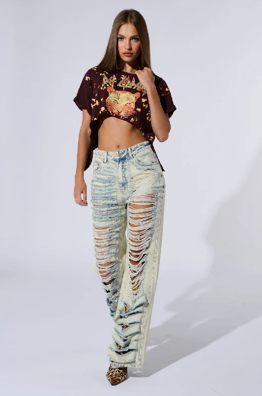 Raw Hem Jeans for Trendy -OVER IT DISTRESSED HIGH RISE JEANS