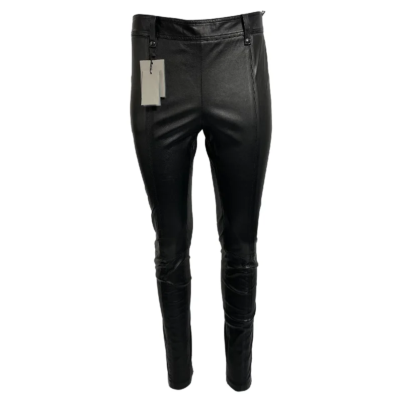 Bold color tight trousers for women with bright hues and daring style choices -Tom Ford High-Rise Slim-Fit Pants in Black Leather