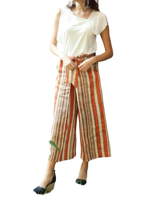 Color-block tight trousers for women with bold contrasts and modern flair -Lucas Pants In Creamsicle Stripe Orange