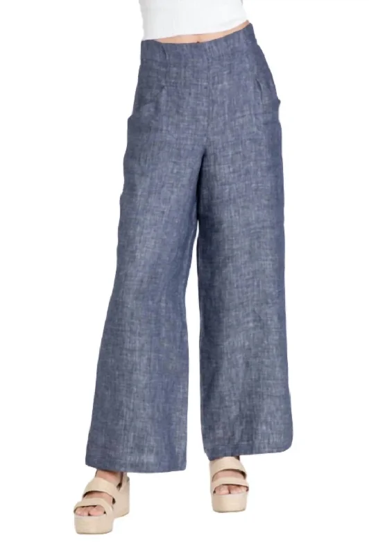 Boho-inspired tight trousers for women with earthy tones and relaxed fit -Hepburn Pant In Indigo