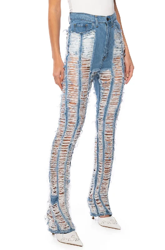 Dark Wash Jeans for Elegance -KEEP IT TOGETHER FULLY DISTRESSED STRAIGHT JEANS