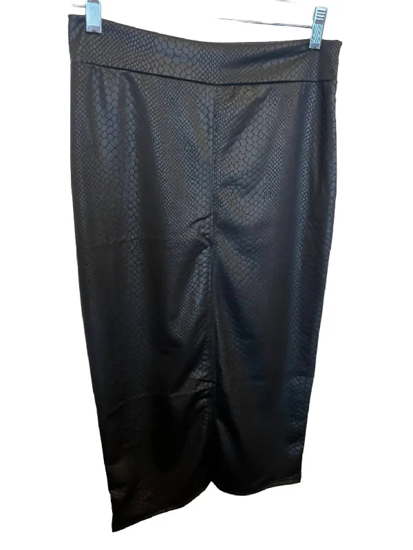 Faux Leather Dresses for Affordable -Women's Faux Midi Skirt In Black