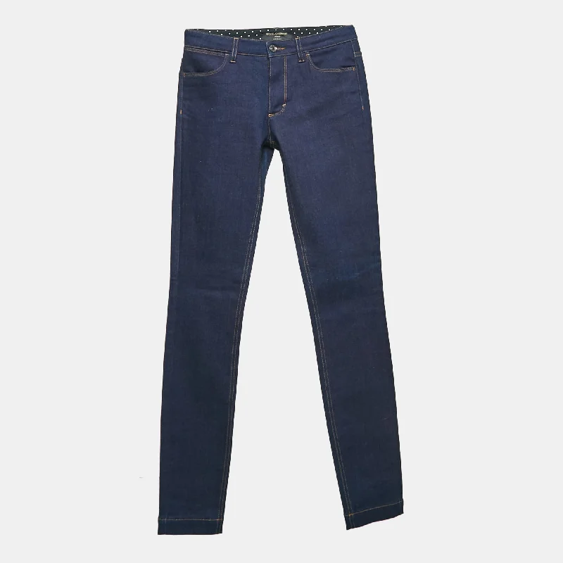 Stretch-fit tight trousers for men with flexibility and modern design for easy wear -Dolce & Gabbana Navy Blue Denim