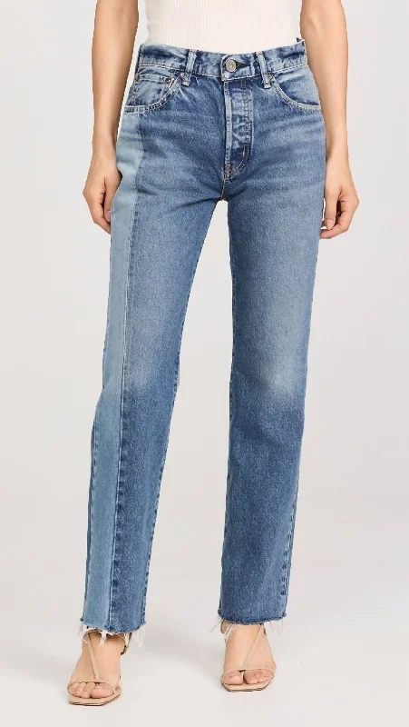 Tight cargo trousers for women with stylish pockets and slim cut for urban look -Westchase Straight Jean In Blue