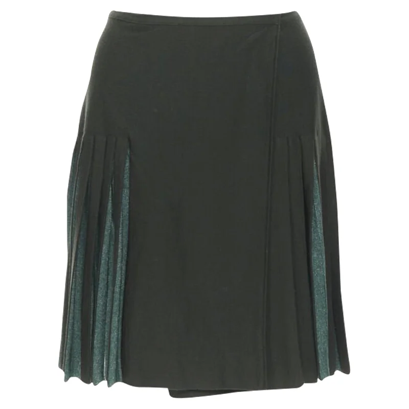 Silk Dresses for Luxurious -Alaia wool blend pleated hem wrap skirt