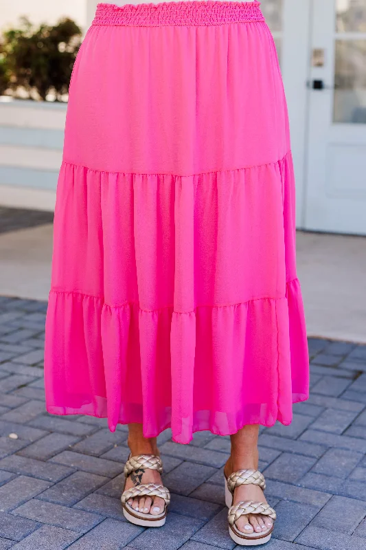 Fringed Dresses for Edgy -What To Say Skirt, Fuchsia