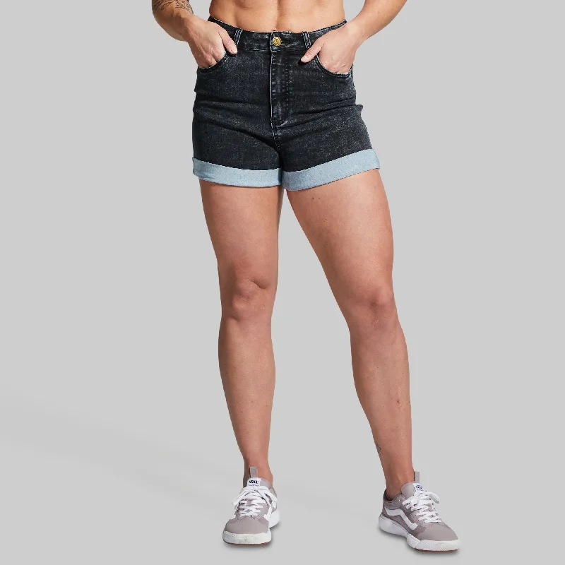 Birthday Jeans for Celebration -FLEX Stretchy Mom Jean Short (Black)