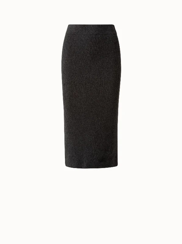 Birthday Dresses for Celebration -Wool Cashmere Ribbed Knit Skirt