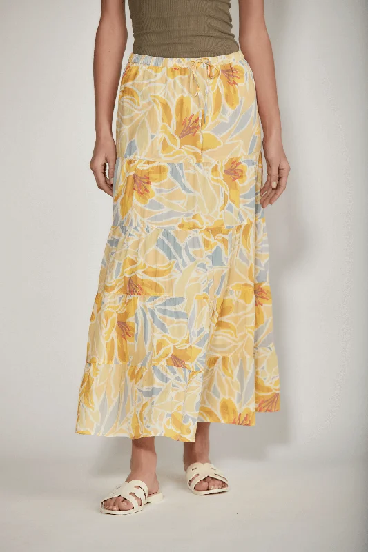 Linen Dresses for Breathable -Bila-77 Canyon Crest Printed Skirt