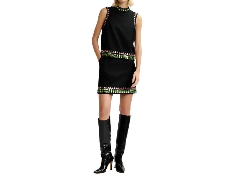 Maximalist Dresses for Bling -Glaciers Embellished Skirt In Combo Black